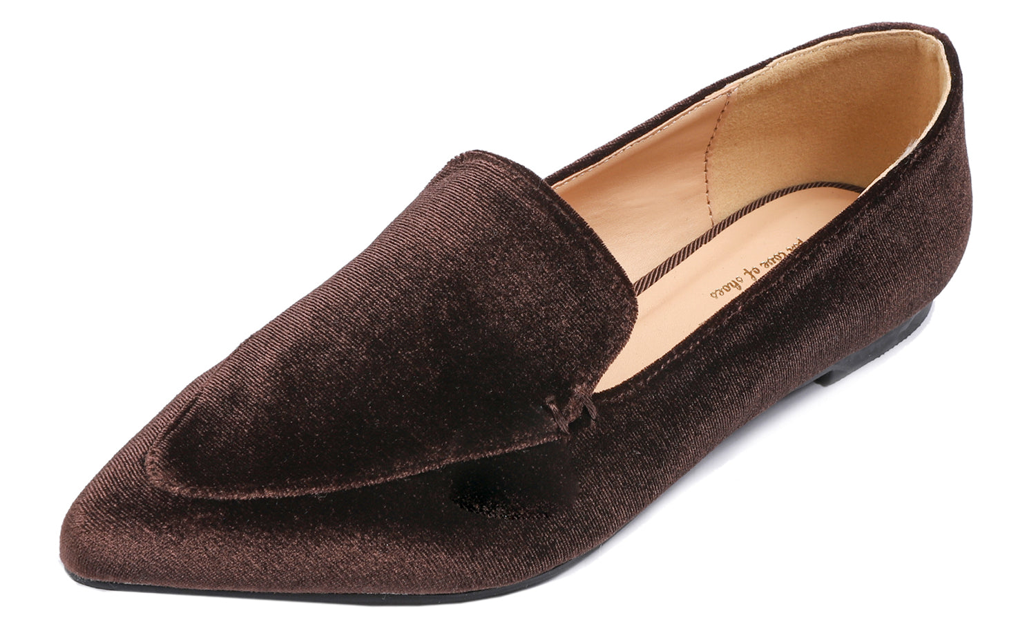 Feversole Women's Loafer Flat Pointed Fashion Slip On Comfort Driving Office Shoes Brown Velvet