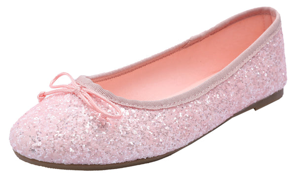 Feversole Women's Sparkle Memory Foam Cushioned Colorful Shiny Ballet Flats  Glitter Baby Pink