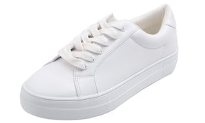 Feversole Women's Featured PU Leather White Platform Lace Up Sneaker
