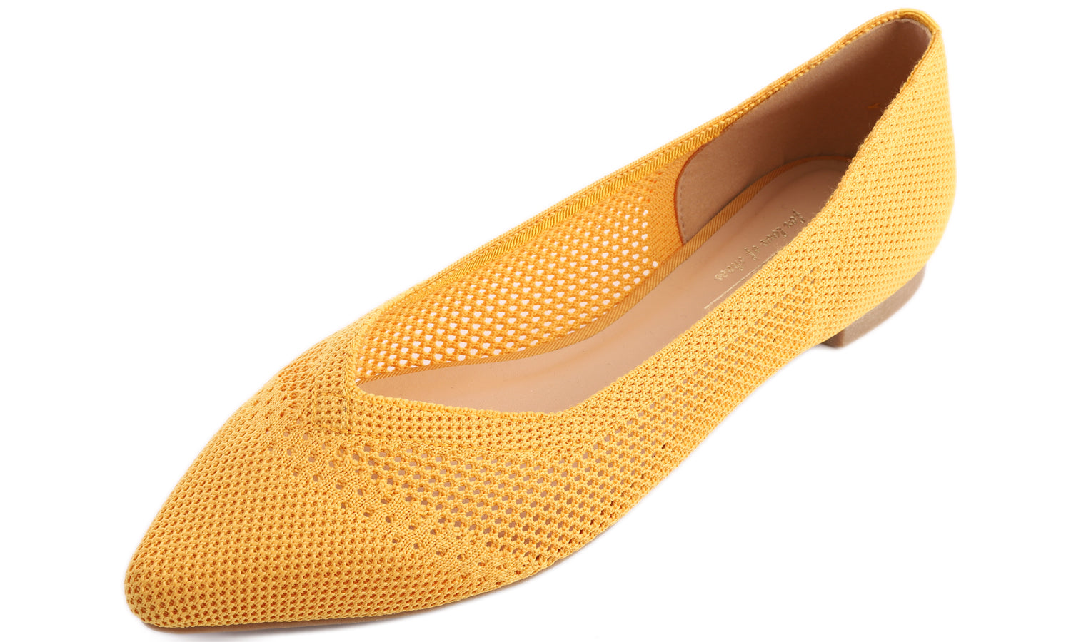 Feversole Women's Woven Fashion Breathable Knit Flat Shoes Pointed Yellow