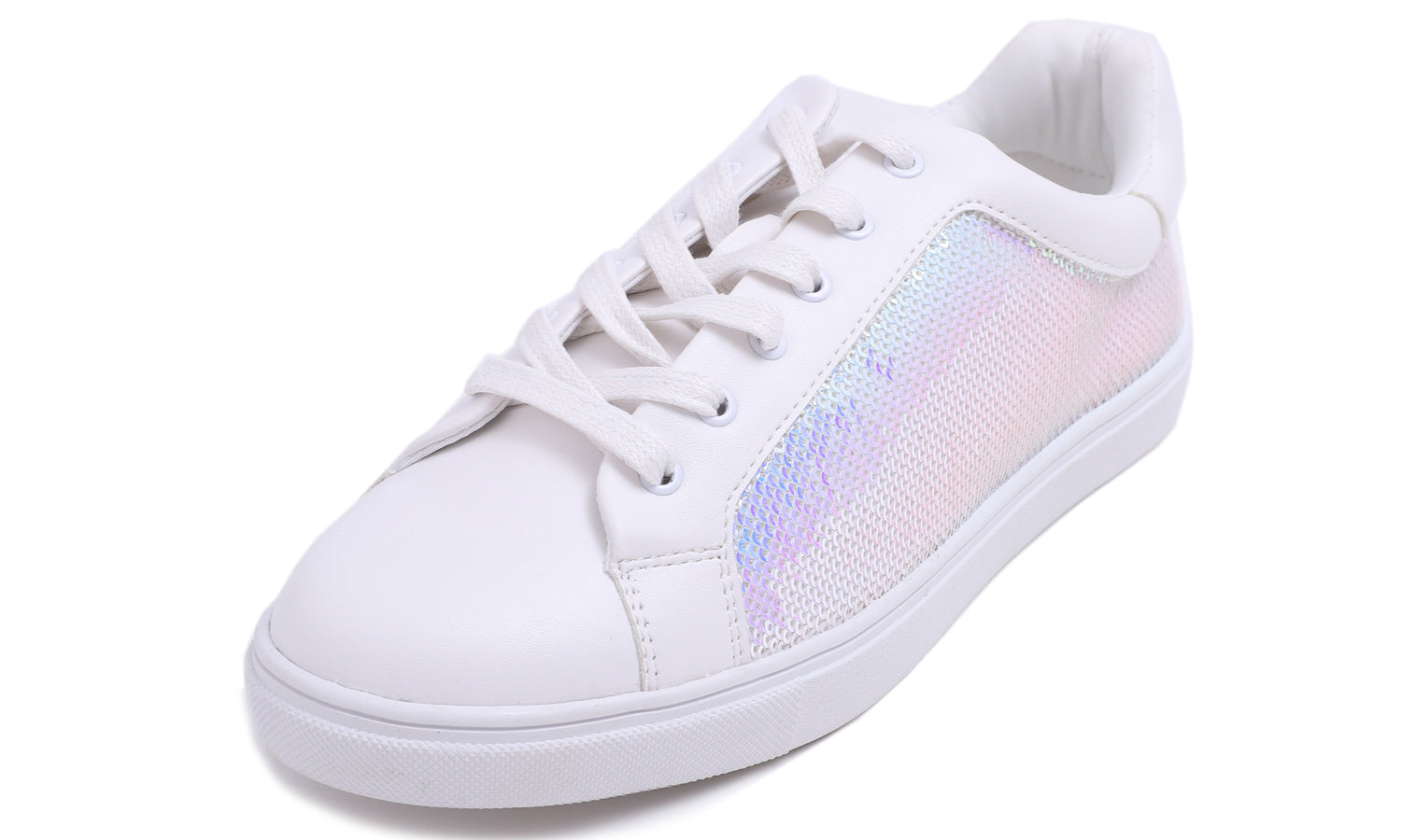 .com .com, BELOS Women's Glitter Shoes Sparkly Lightweight  Metallic Sequins Tennis Shoes(9B(M) US, White), Fashion Sneakers