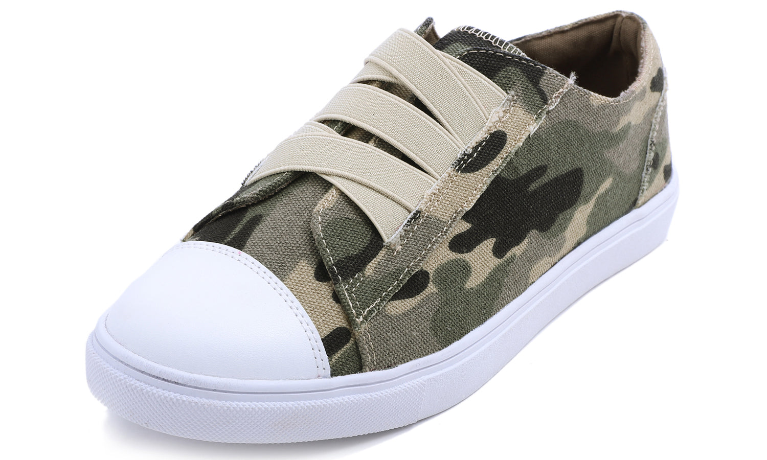 Feversole Women's Casual Slip On Sneaker Comfort Cupsole Loafer Flats Fashion Canvas Easy Elastic Low Top Camouflage