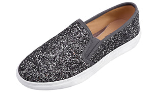Feversole Women's Glitter Pewter Slip On Sneaker Casual Flat Loafers