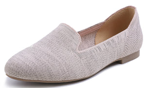 Feversole Women's Woven Fashion Breathable Knit Flat Shoes Grey Mixed Loafer