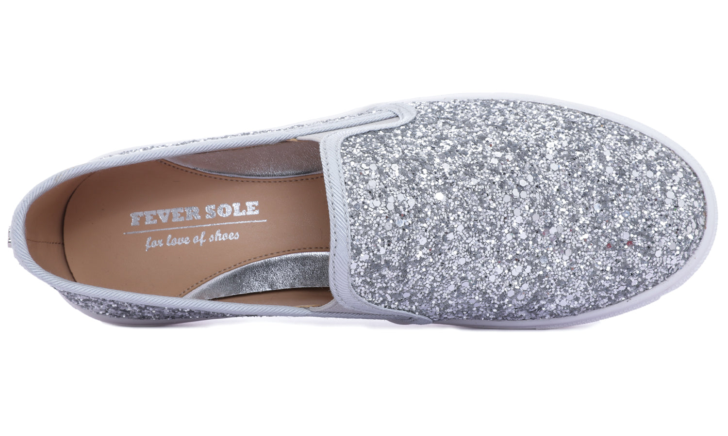 Feversole Women's Glitter Silver Slip On Sneaker Casual Flat Loafers