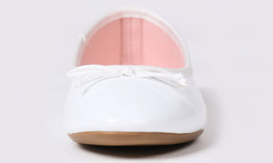 Feversole Women's Macaroon White Memory Foam Cushion Insock Patent Ballet Flat