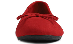 Feversole Women's Macaroon Faux Suede Memory Foam Cushion Insock Soft Ballet Flat Red