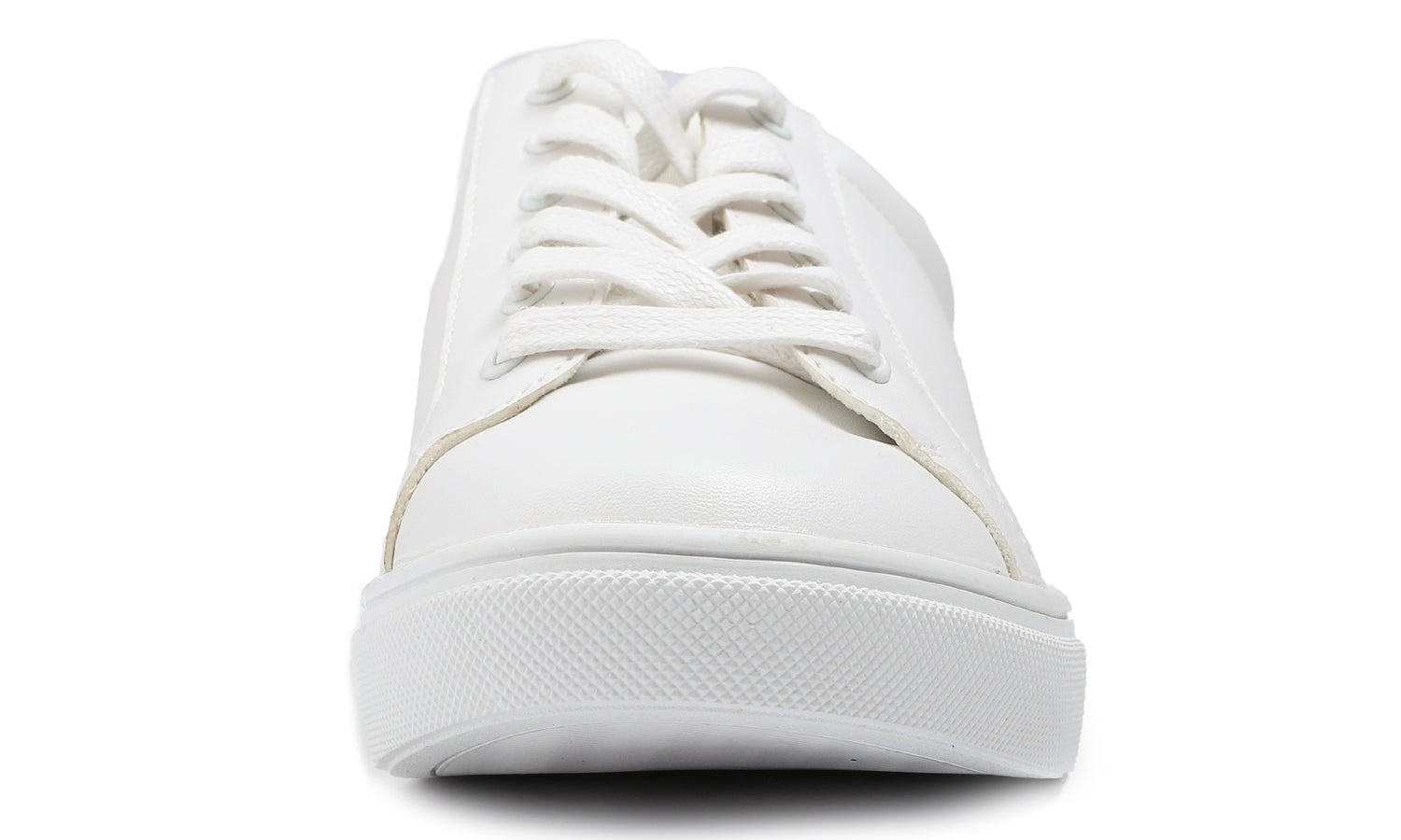 Feversole Women's Featured PU Leather White Rose Gold Lace Up Sneaker
