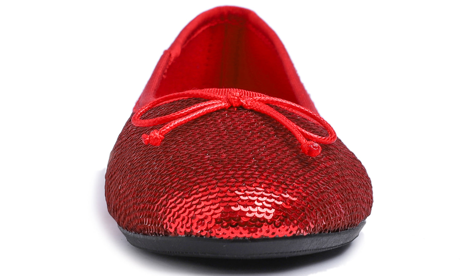 Feversole Women's Sparkle Memory Foam Cushioned Colorful Shiny Ballet Flats Red Sequin