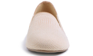 Feversole Women's Woven Fashion Breathable Knit Flat Shoes Nude Mixed Loafer