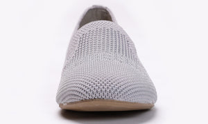 Feversole Women's Woven Fashion Breathable Knit Flat Shoes Grey Loafer