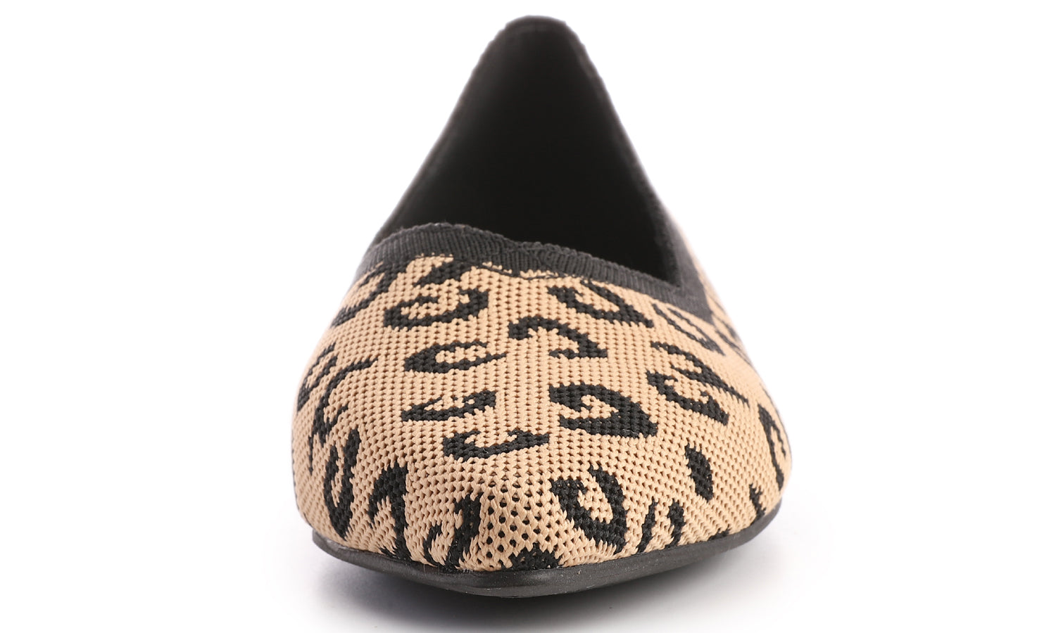 Feversole Women's Woven Fashion Breathable Knit Flat Shoes Pointed Leopard