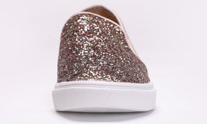 Feversole Women's Glitter Pink Gold Slip On Sneaker Casual Flat Loafers