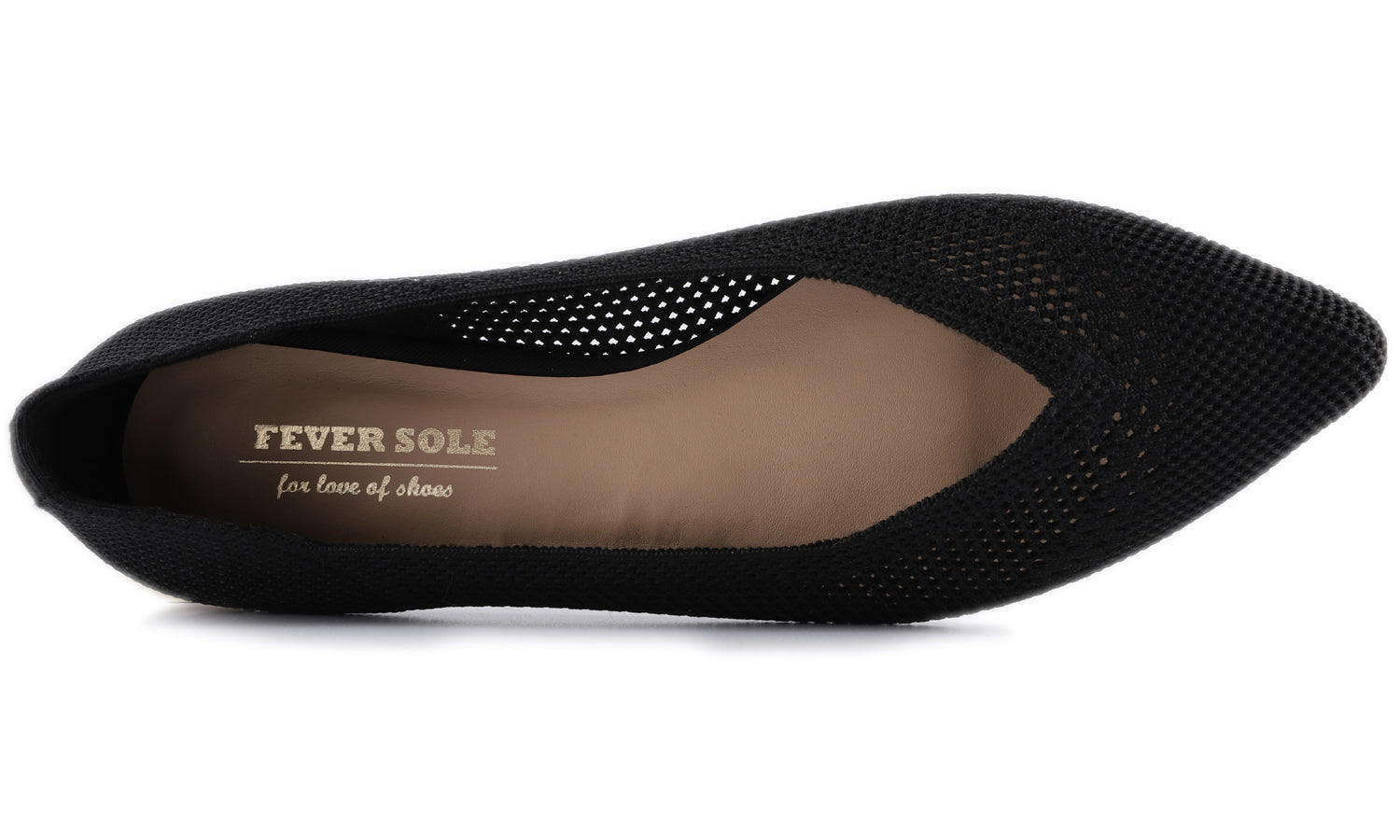 Feversole Women's Woven Fashion Breathable Knit Flat Shoes Pointed Black