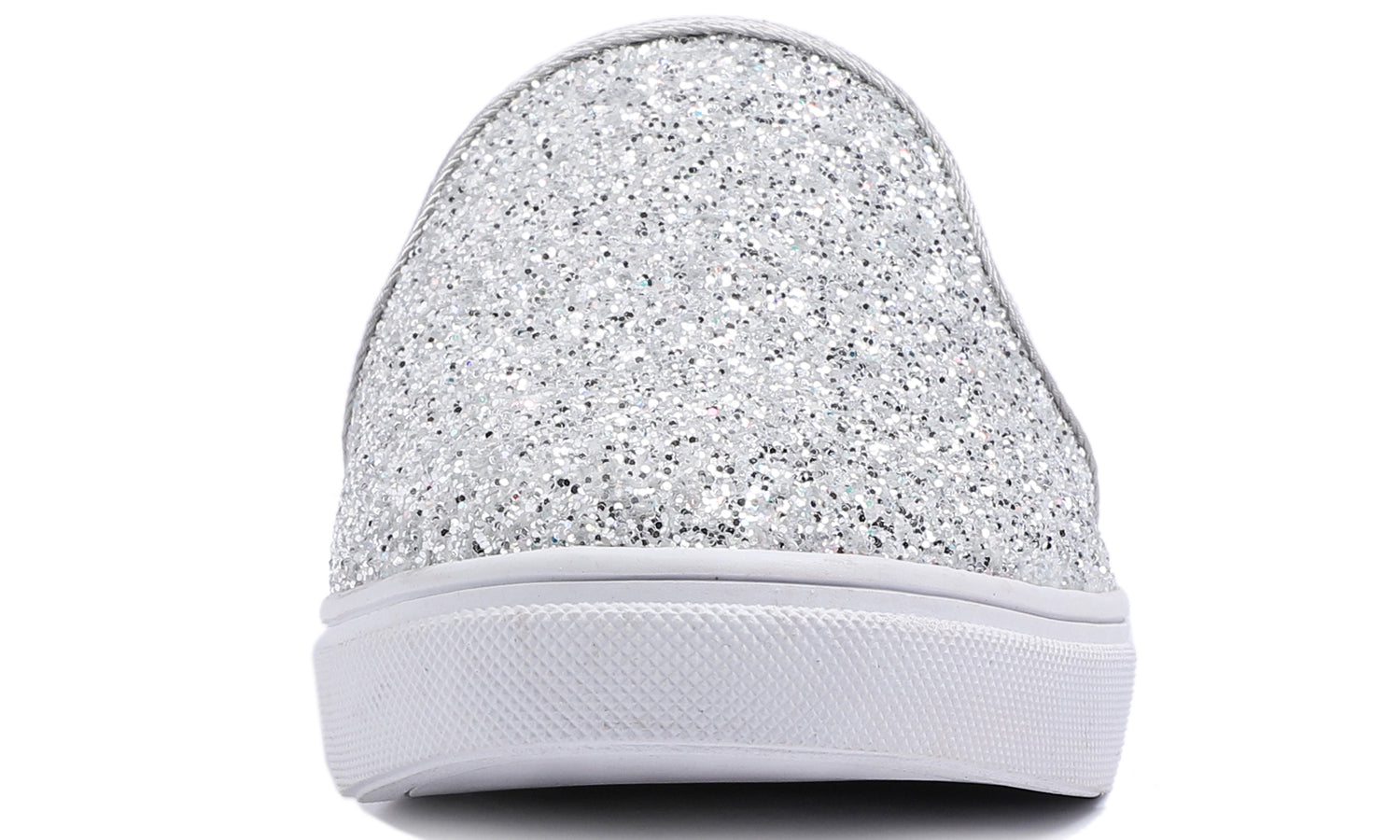 Feversole Women's Sport Mules Slip On Loafers Fashion Backless Sneakers Silver Glitter