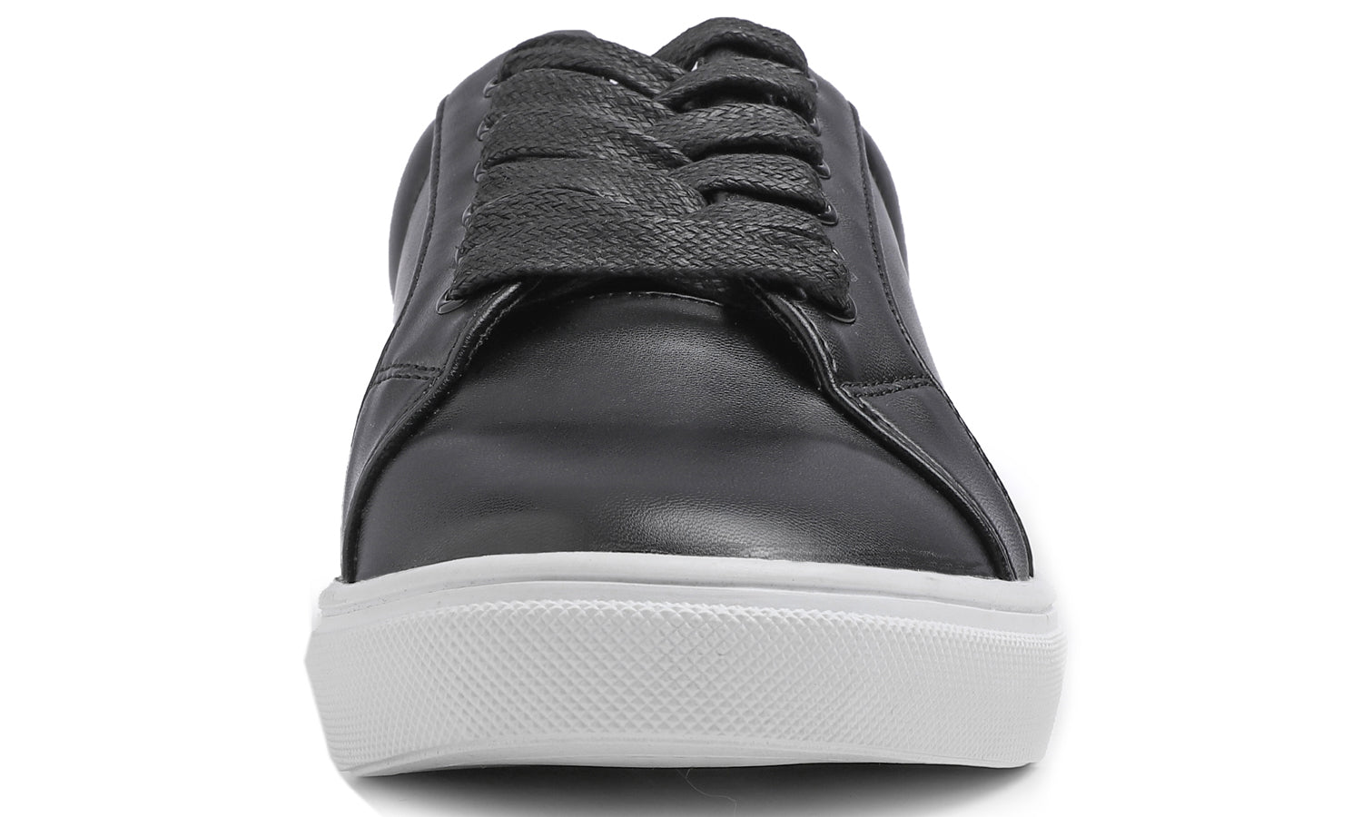 Feversole Women's Featured PU Leather Black Lace-Up Sneaker