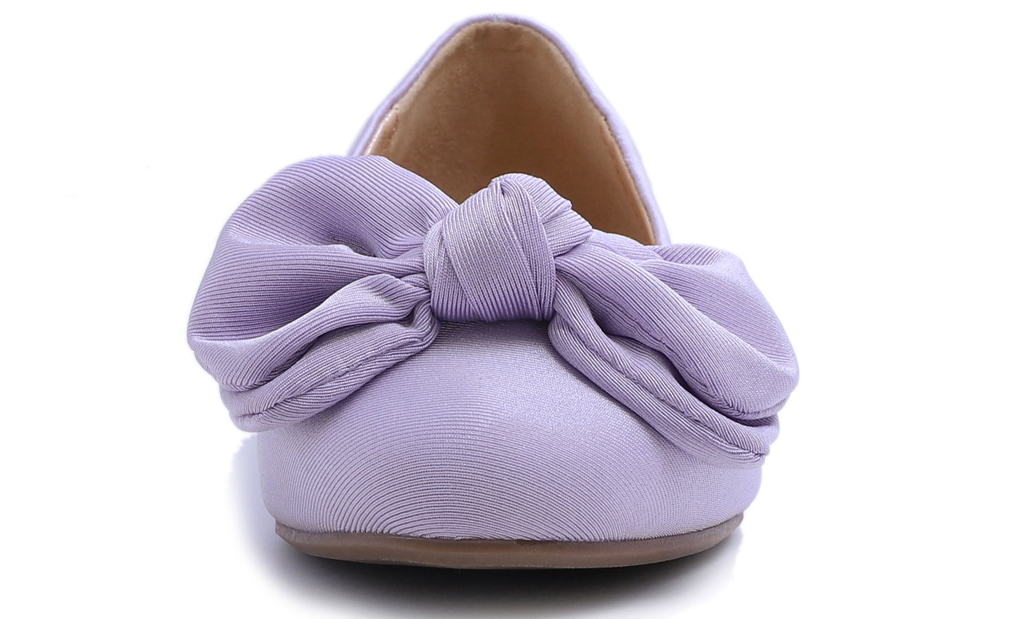 Feversole Women's Round Toe Cute Bow Trim Ballet Flats Lavender Purple