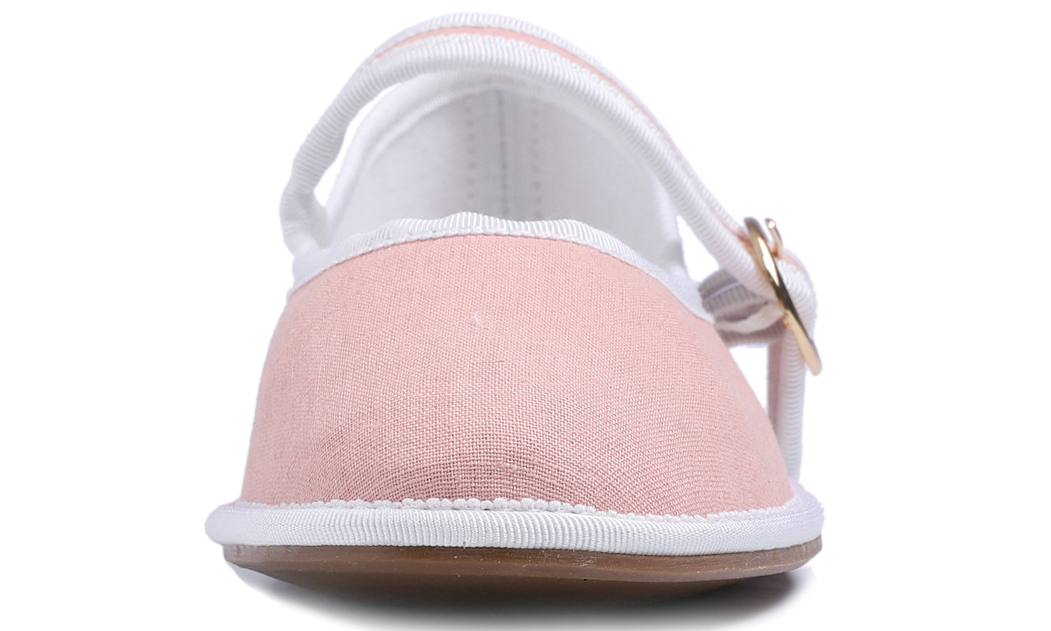 Feversole Women's Soft Breathable Mary Jane Memory Foam Cushioned Comfort Round Toe Metal Buckle Flats Walking Shoes Pink Canvas