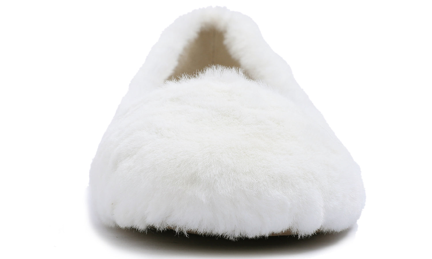 Feversole Women's Fashion Round Toe Puffy Warm Comfort Home Indoor Winter Soft Ballet Slippers White Plush