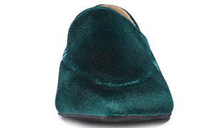 Feversole Women's Loafer Flat Pointed Fashion Slip On Comfort Driving Office Shoes Retro Green Velvet