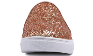 Feversole Women's Sport Mules Slip On Loafers Fashion Backless Sneakers Rose Gold Glitter