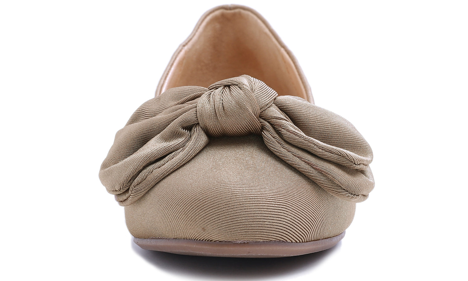 Feversole Women's Round Toe Cute Bow Trim Ballet Flats Taupe