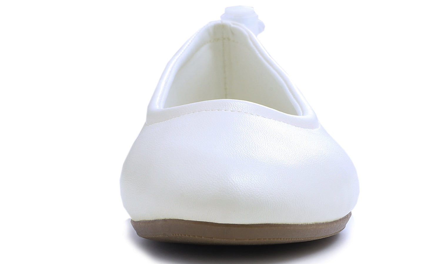 Feversole Women's Soft Cushion Comfort Round Toe Elastic Adjustable Ballet Flats Flexible Walking Shoes White Napa
