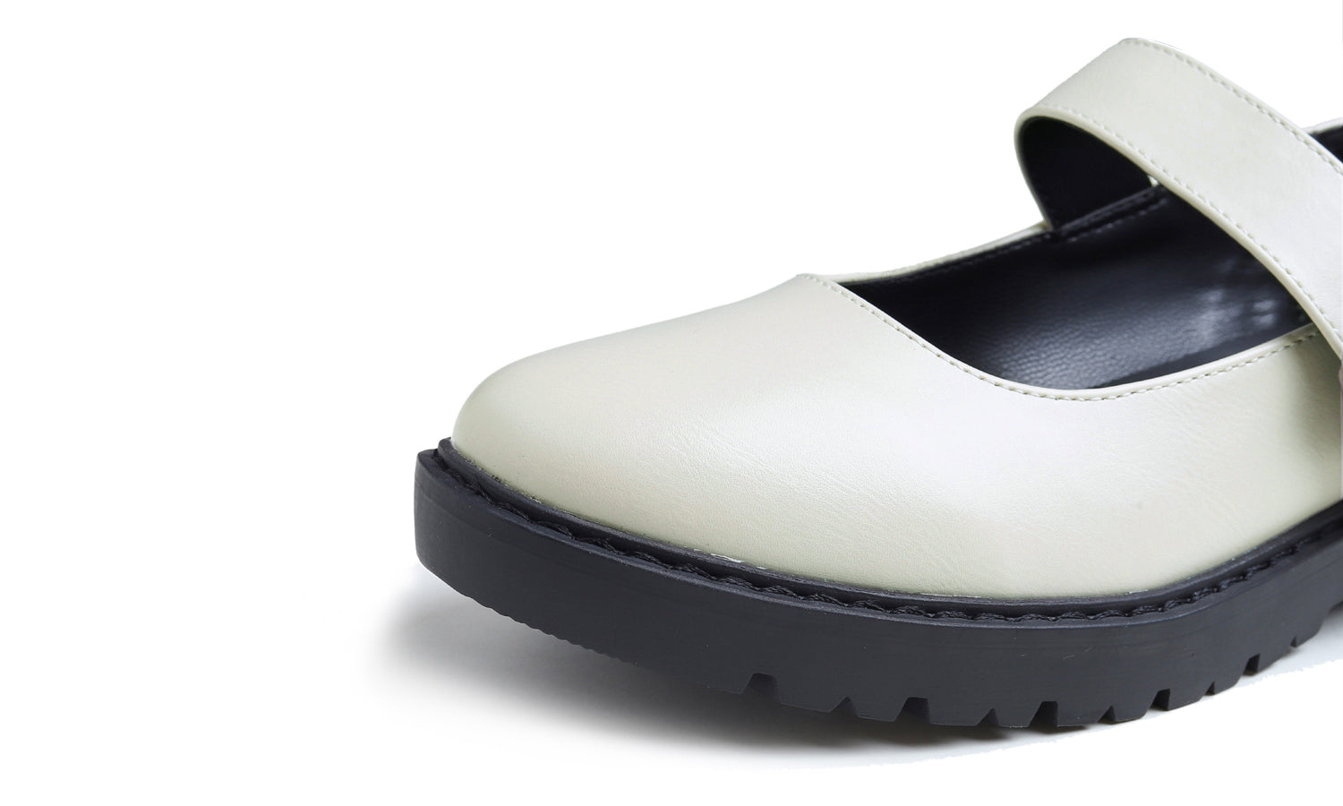 Feversole Women's Fashion Trim Deco Loafer Flats Beige Vegan Leather Back Strap Buckle