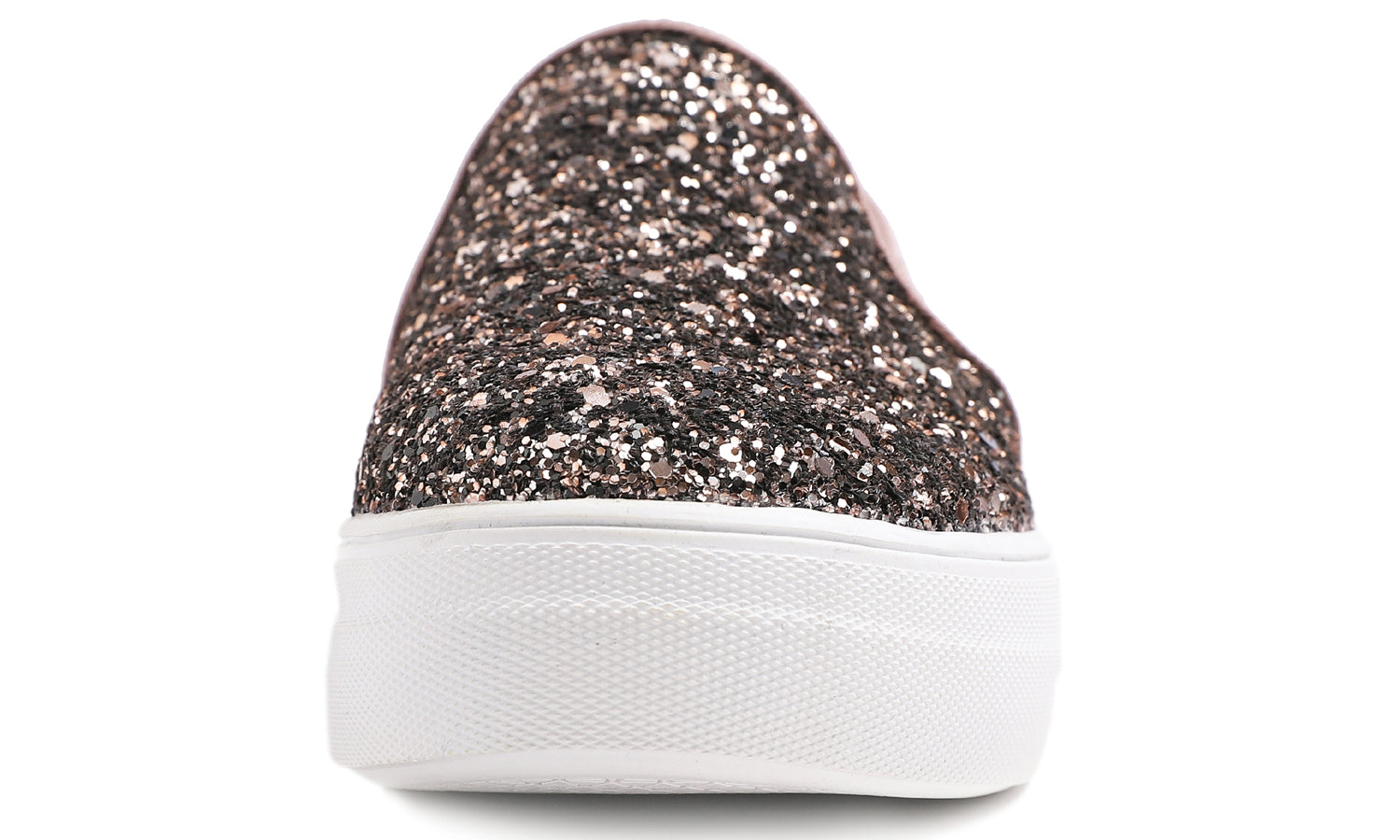 Feversole Women's Glitter Light Brown Platform Slip On Sneaker Casual Flat Loafers