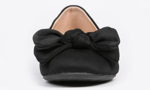 Feversole Women's Round Toe Cute Bow Trim Ballet Flats In Black Color