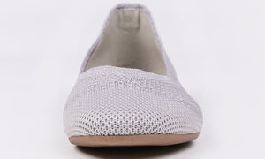 Feversole Women's Woven Fashion Breathable Knit Flat Shoes Grey Ballet