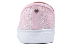 Feversole Women's Glitter Baby Pink Slip On Sneaker Casual Flat Loafers