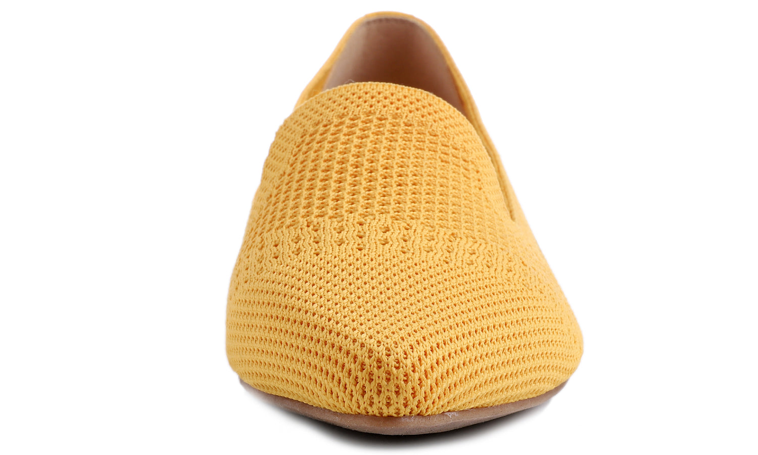 Feversole Women's Woven Fashion Breathable Knit Flat Shoes Pointed Loafer Yellow
