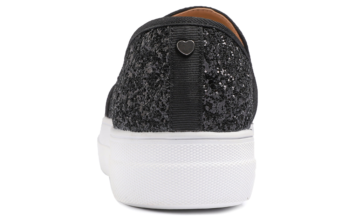 Feversole Women's Glitter Black Platform Slip On Sneaker Casual Flat Loafers