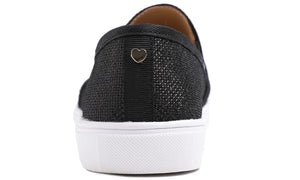 Feversole Women's Lurex Black Slip On Sneaker Casual Flat Loafers