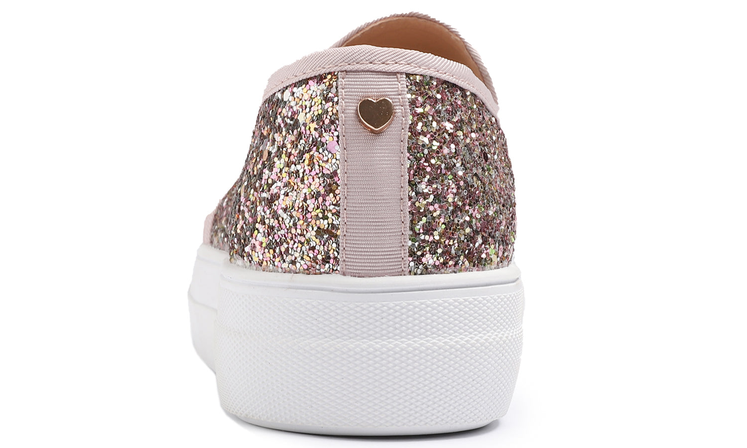 Feversole Women's Glitter Pink Gold Platform Slip On Sneaker Casual Flat Loafers