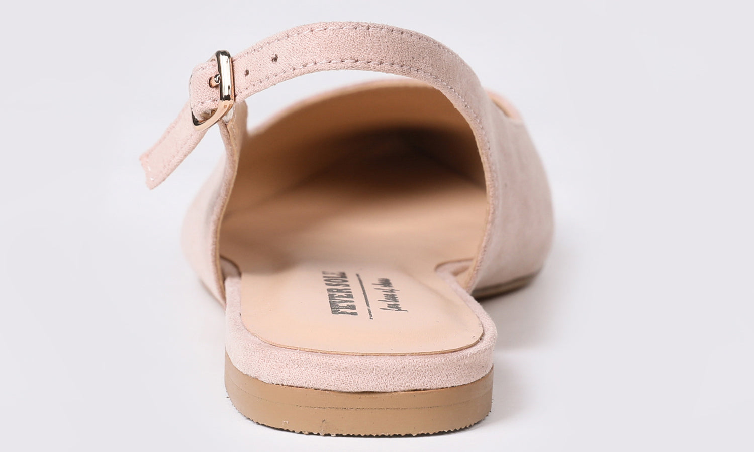 Feversole Pointed Toe Casual Slingback Flat Mules Women's Faux Suede Summer Slippers Nude