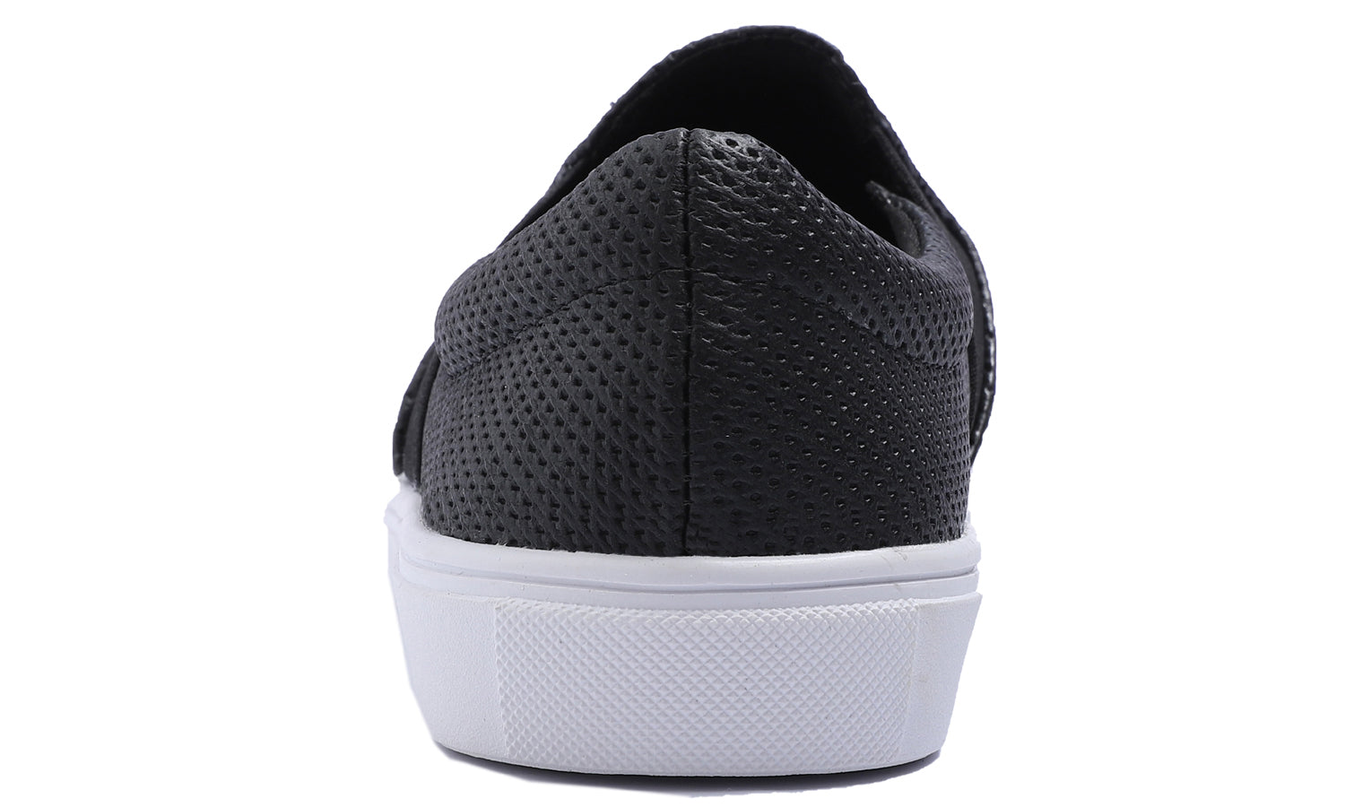 Feversole Women's Casual Slip On Sneaker Comfort Cupsole Loafer Flats Black Perforated Elastic