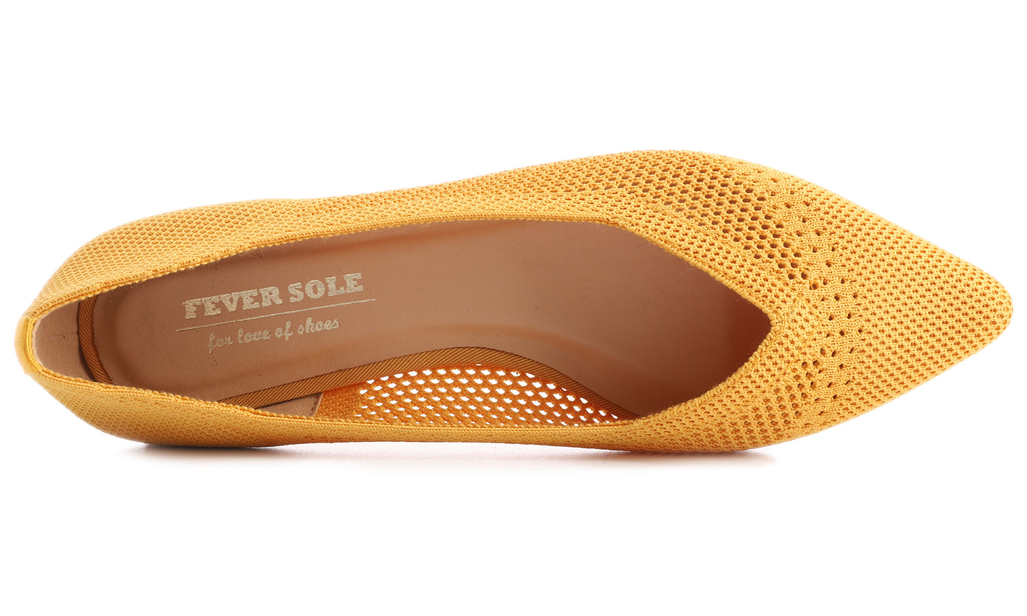 Feversole Women's Woven Fashion Breathable Knit Flat Shoes Pointed Yellow
