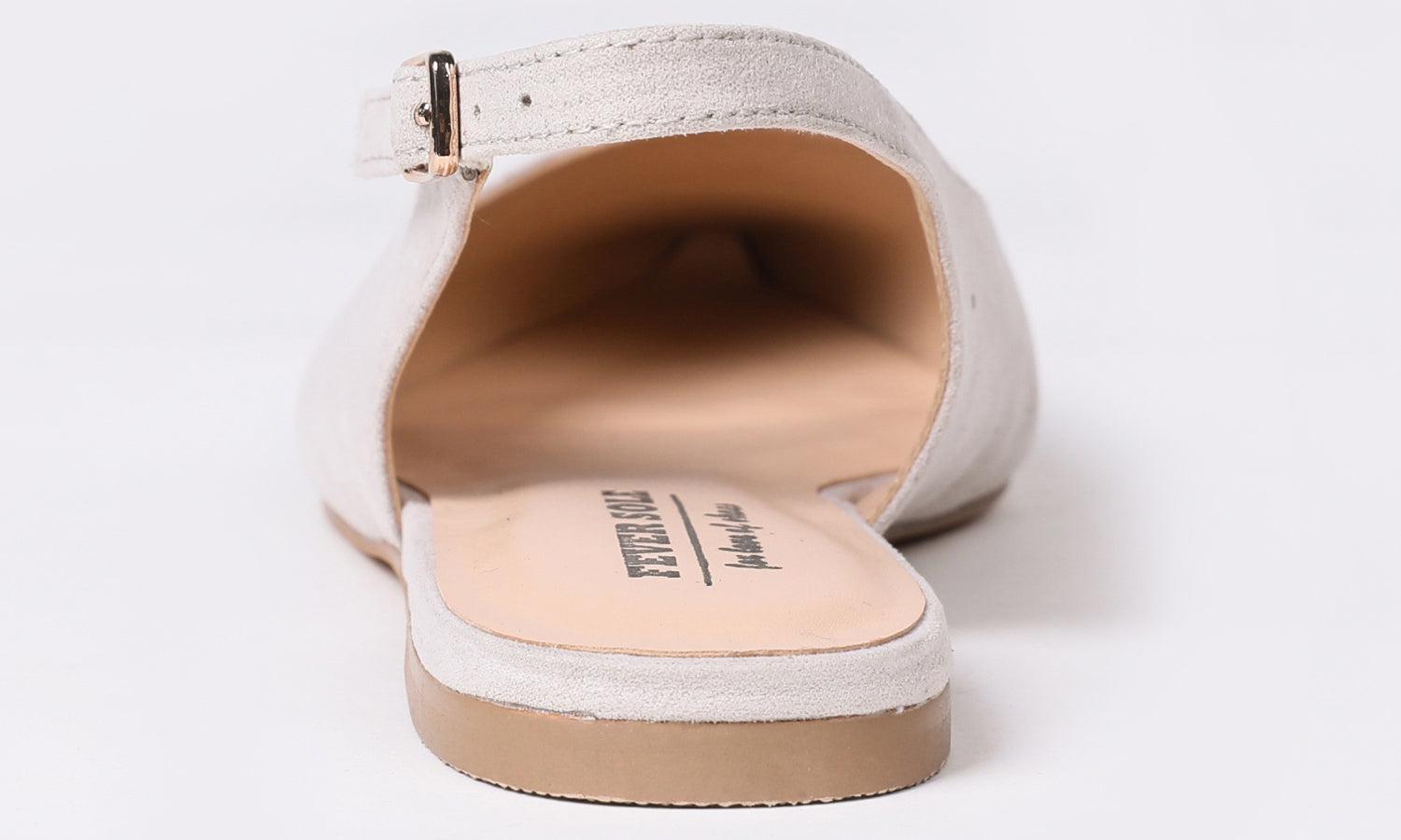 Feversole Pointed Toe Casual Slingback Flat Mules Women's Faux Suede Summer Slippers Light Grey