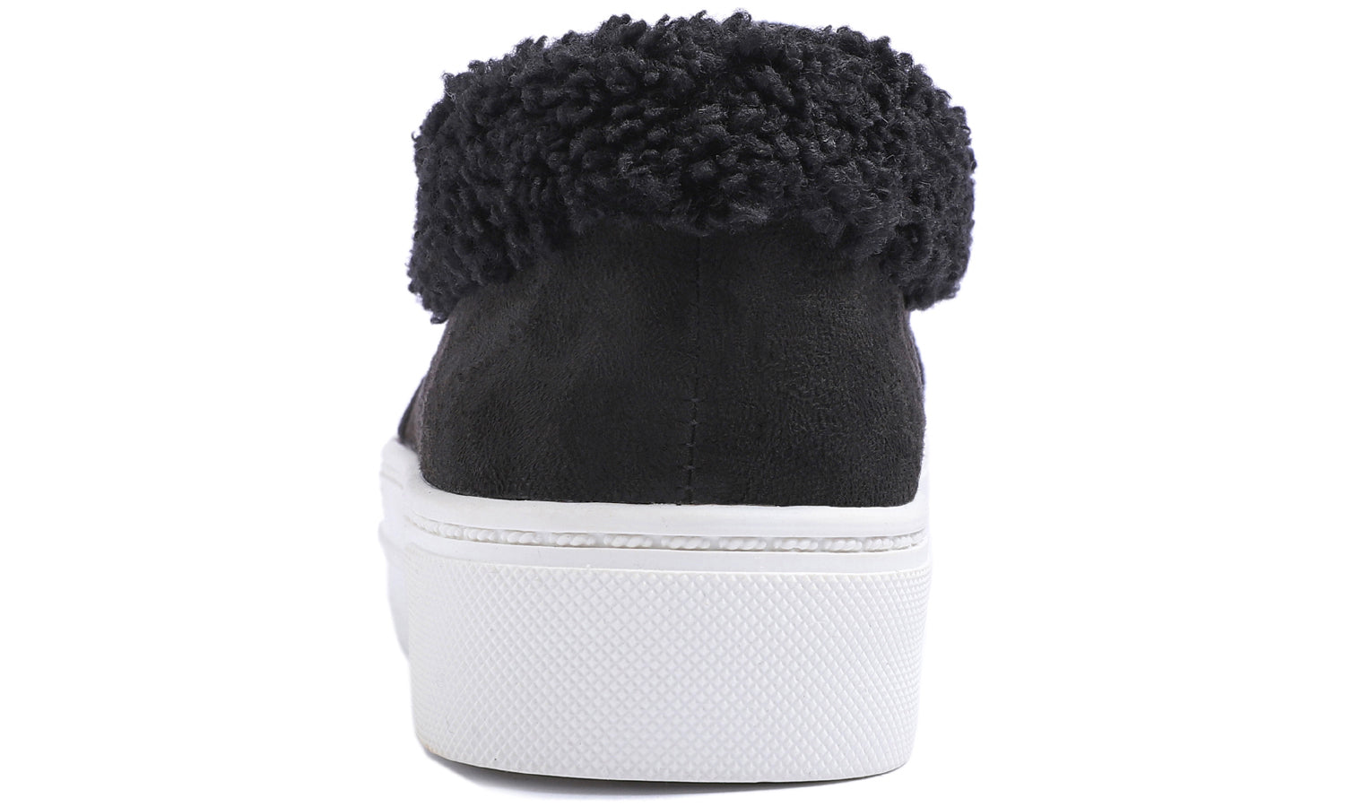 Feversole Women's Casual Slip On Sneaker Comfort Cozy Winter Warm Loafer Low Top Boot Faux Black Suede Sheerling