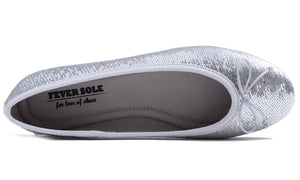 Feversole Women's Sparkle Memory Foam Cushioned Colorful Shiny Ballet Flats Silver Sequin