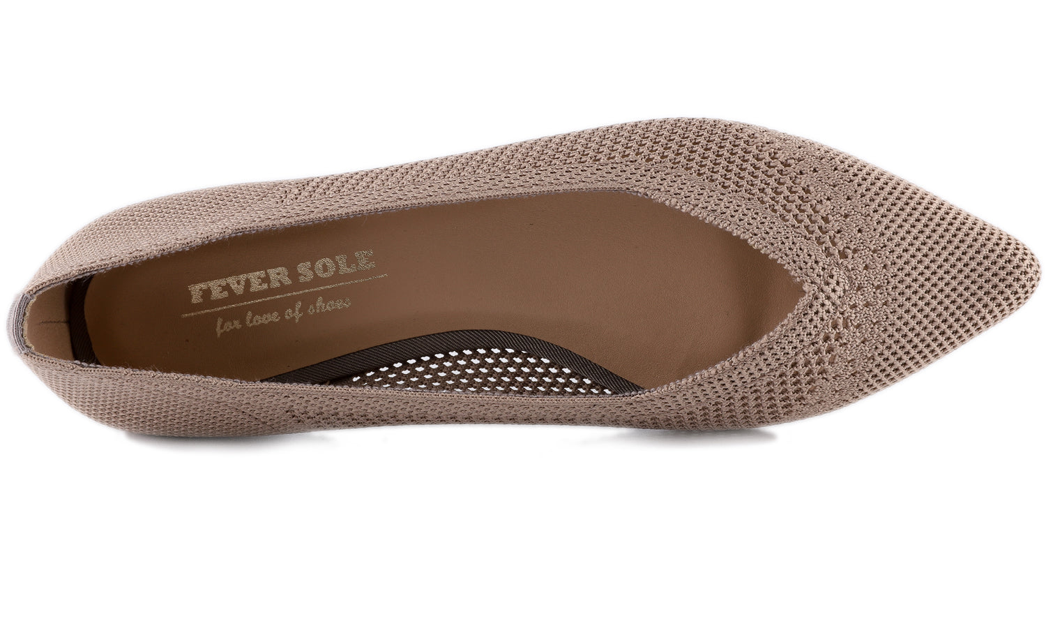 Feversole Women's Woven Fashion Breathable Knit Flat Shoes Pointed Khaki