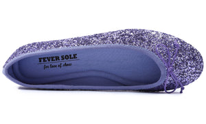 Feversole Women's Sparkle Memory Foam Cushioned Colorful Shiny Ballet Flats Glitter Lavender Purple
