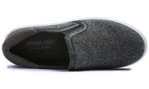 Feversole Women's Casual Slip On Sneaker Comfort Cozy Winter Warm Loafer Low Top Faux Dark Grey Woolen
