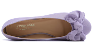 Feversole Women's Round Toe Cute Bow Trim Ballet Flats Lavender Purple