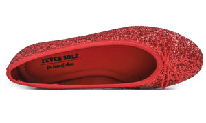 Feversole Women's Sparkle Memory Foam Cushioned Colorful Shiny Ballet Flats Glitter Red