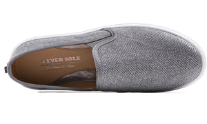 Feversole Women's Lurex Pewter Slip On Sneaker Casual Flat Loafers