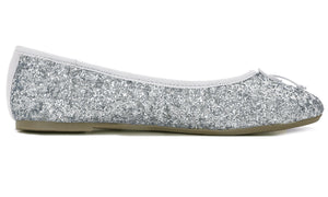 Feversole Women's Macaroon Glitter Silver Memory Foam Cushion Insock Patent Ballet Flat