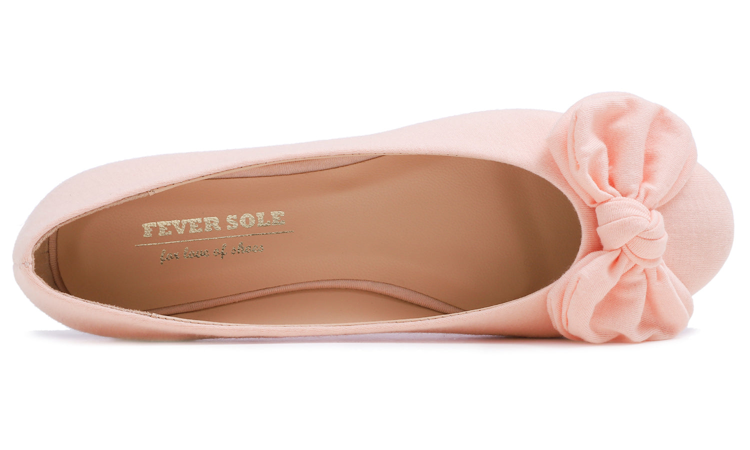 Feversole Women's Round Toe Cute Bow Trim Ballet Flats Pink Jersey